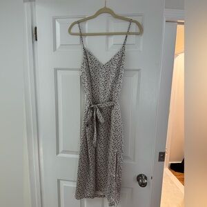 Abercrombie & Fitch Silky Leopard Print Dress in Black and Cream